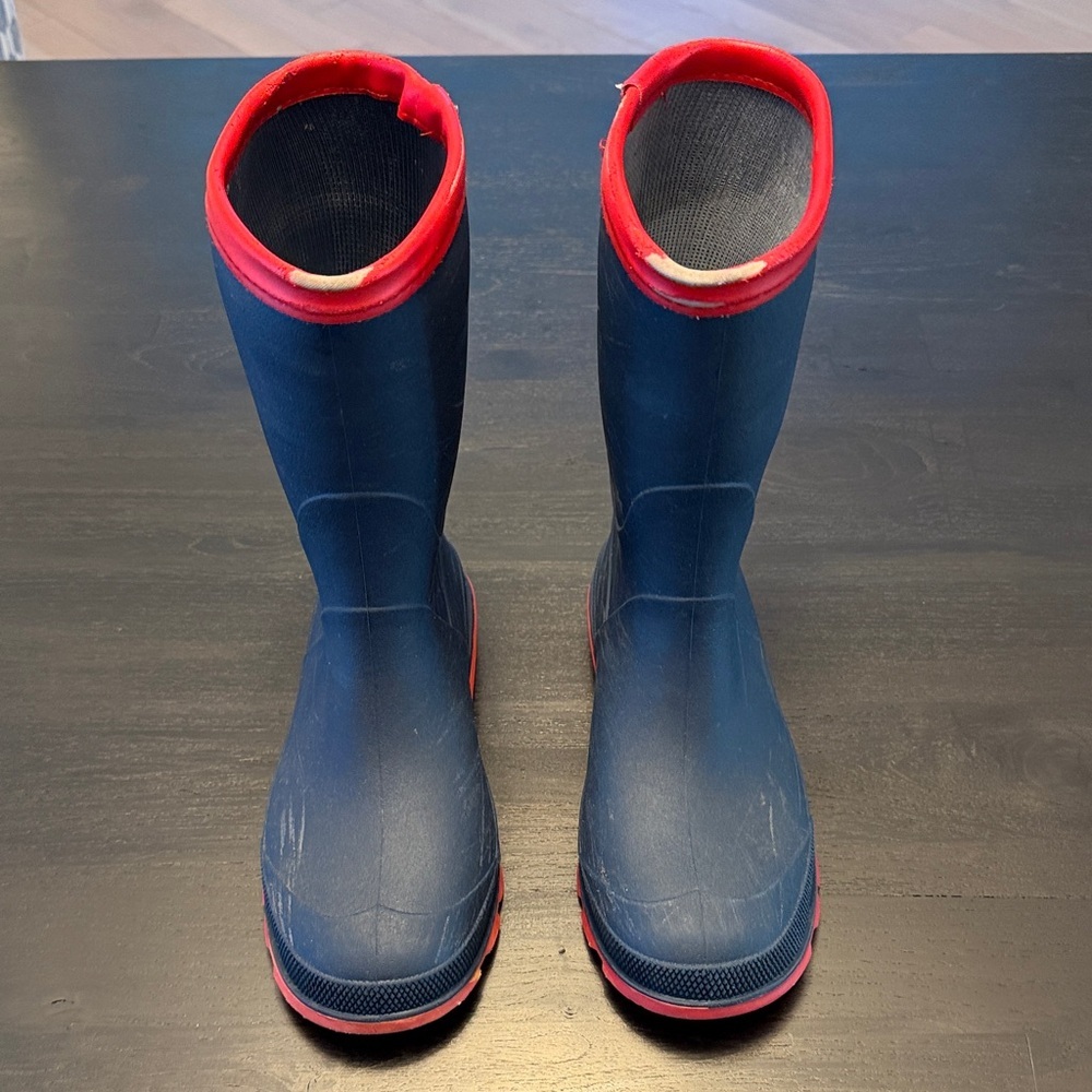 Kids Blue and Red Rain Boots